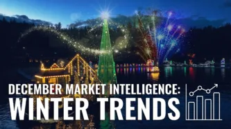 Coeur d'Alene Resort Holiday Light Show with fireworks over Lake Coeur d'Alene featuring December 2025 Market Intelligence Winter Trends report for North Idaho real estate